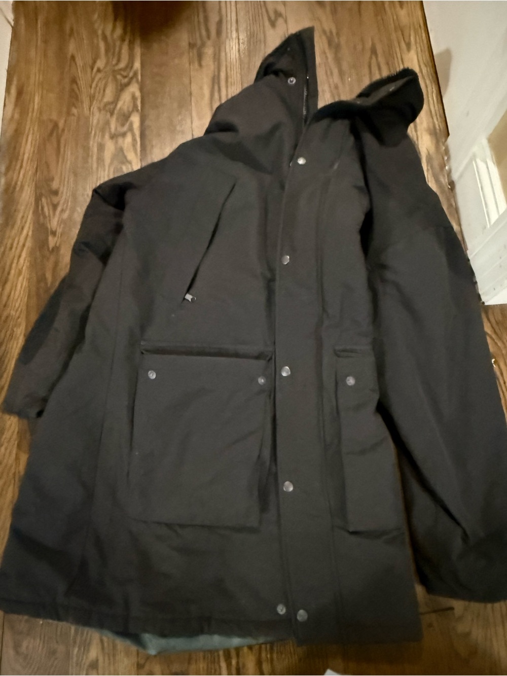 Woolrich Black Hooded Puffer Coat